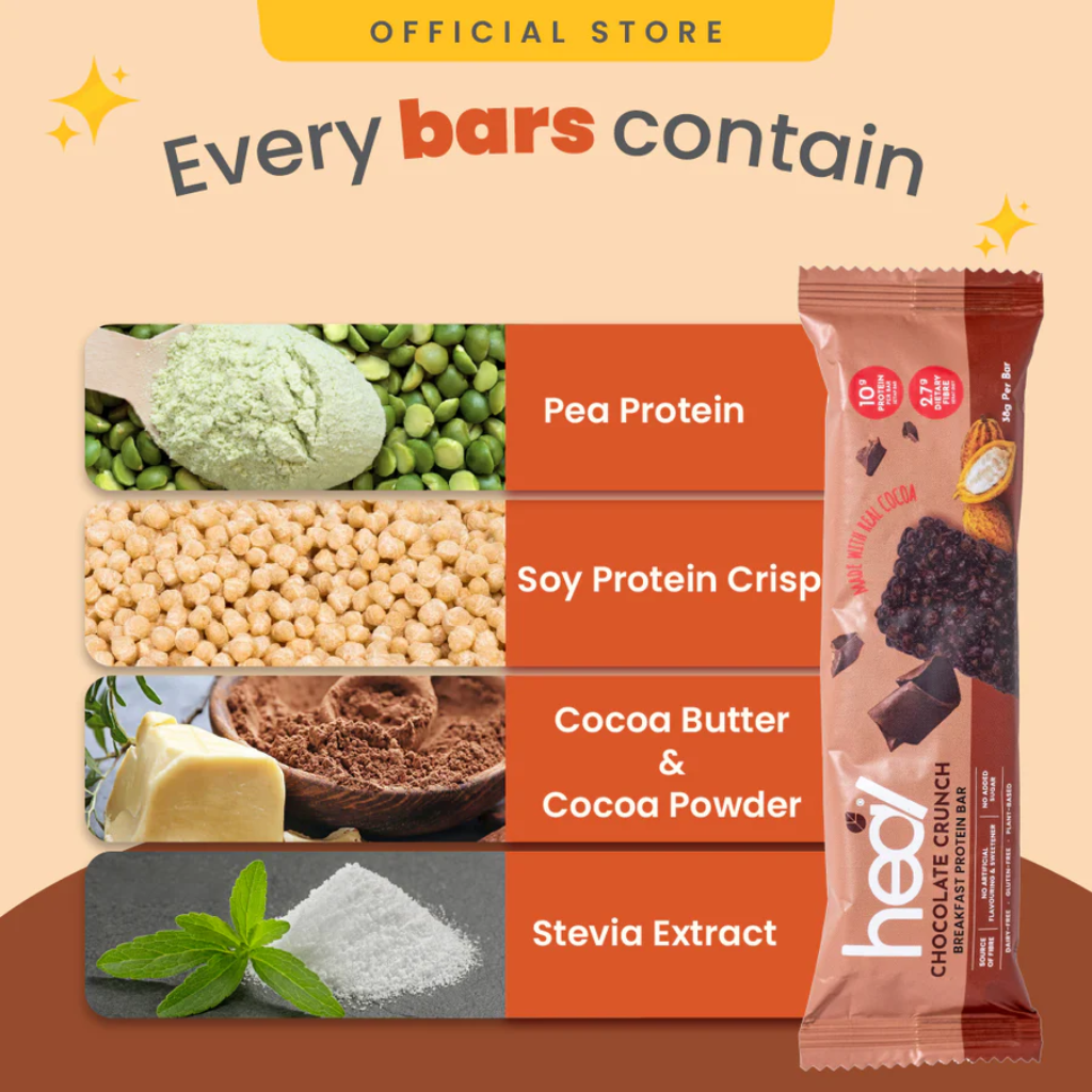 Heal Chocolate Crunch Breakfast Protein Bar 38g