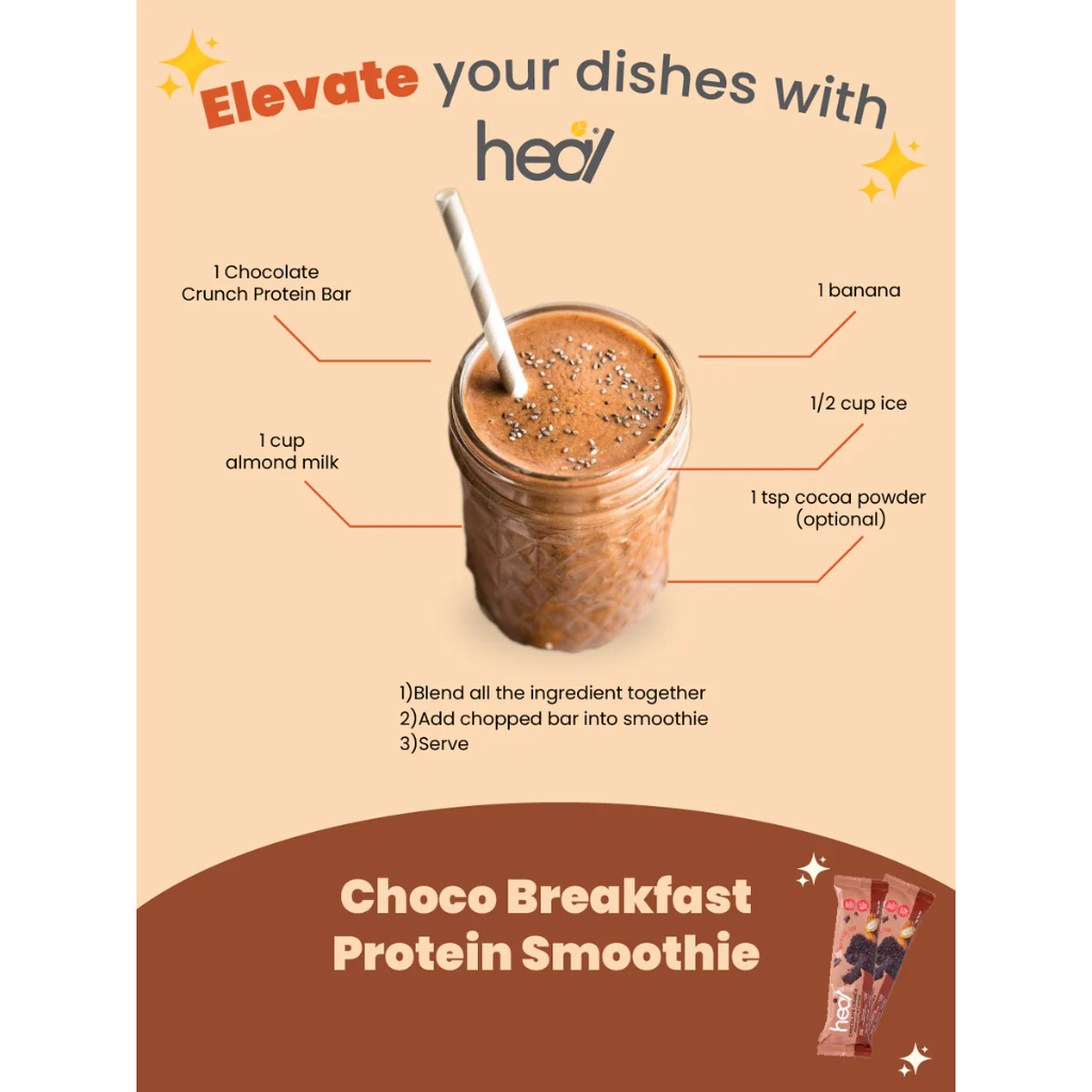 Heal Chocolate Crunch Breakfast Protein Bar 38g