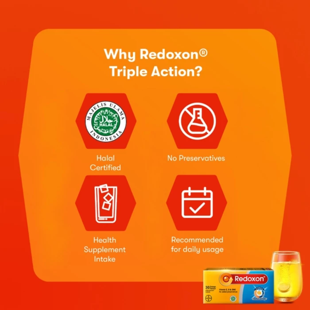 Redoxon Triple Action Vitamin C+Zinc Effervescent Tablet (Orange)
