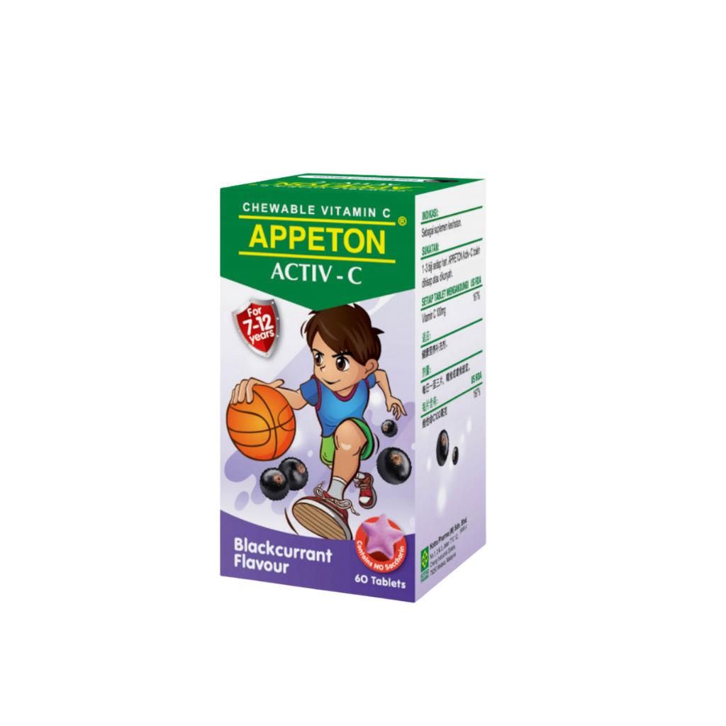Appeton Activ-C 100mg 60's (7-12yo) Orange/Strawberry/Blackcurrant