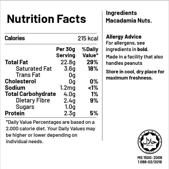 Big Nüts Lightly Roasted Macadamia (Unsalted) (Halves)