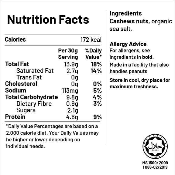Big Nüts Lightly Roasted Cashew Nuts (Organic Sea Salt)