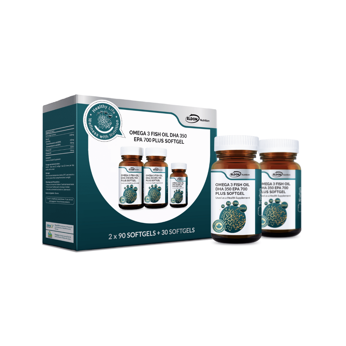 Eldon Nutrition Omega-3 Fish Oil DHA 350 EPA 700 Plus Twin Pack (90s x 2)(FOC 30s)