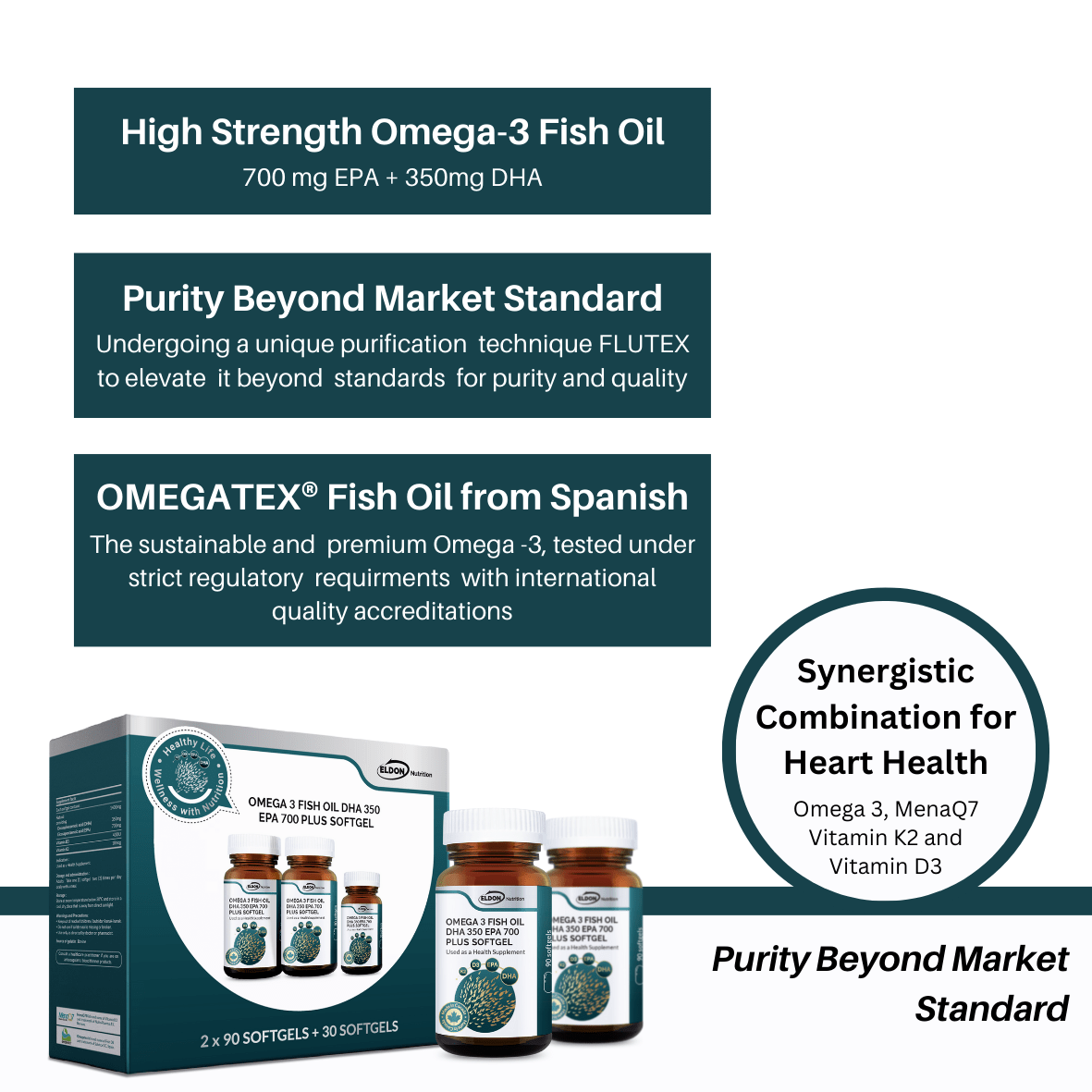 Eldon Nutrition Omega-3 Fish Oil DHA 350 EPA 700 Plus Twin Pack (90s x 2)(FOC 30s)