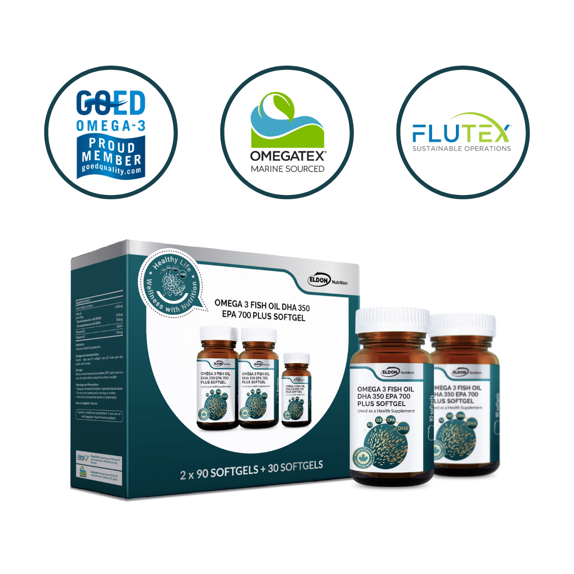 Eldon Nutrition Omega-3 Fish Oil DHA 350 EPA 700 Plus Twin Pack (90s x 2)(FOC 30s)