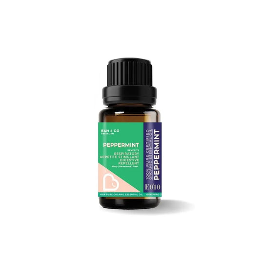 Bam & Co. Peppermint Certified Pure Organic Essential Oil (10ml)
