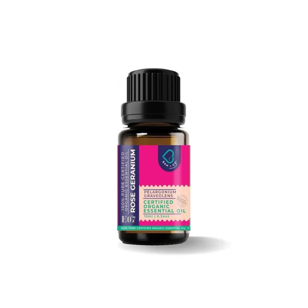 Bam & Co. Rose Geranium Certified Pure Organic Essential Oil (10ml)