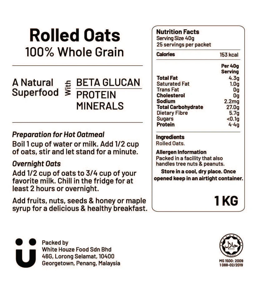 Big Nüts Whole Grain Rolled Oats (1kg)