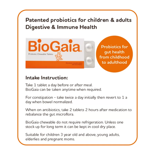 BioGaia Probiotic Chewable Tablets 30’s